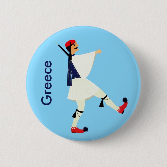 Macaron Rond 5 Cm Tsolias (Evzones) avec fustanella Grèce souvenir (Devant)