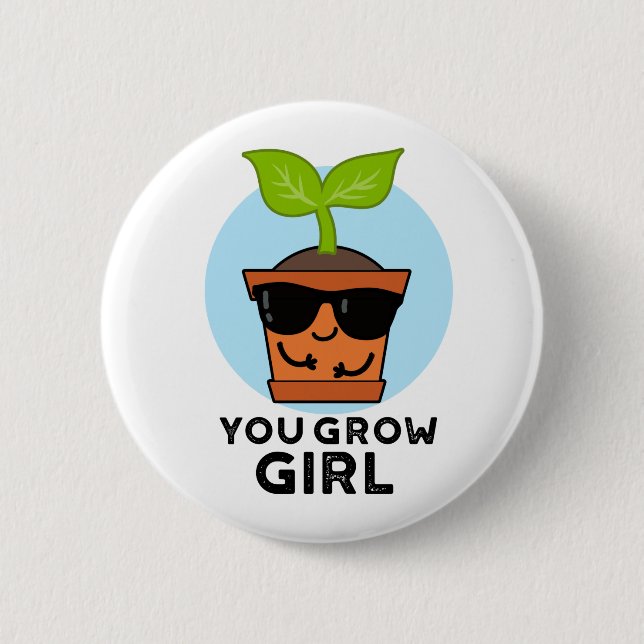 Macaron Rond 5 Cm Tu Grandis Fille Amusante Plante Pun (Devant)