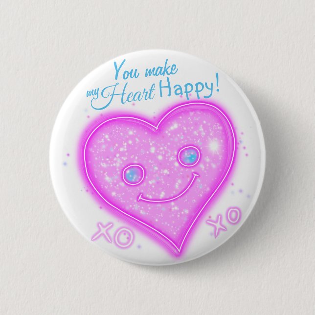 Macaron Rond 5 Cm "Tu me fais plaisir !" Touche du bouton Kawaii (Devant)