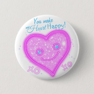 Macaron Rond 5 Cm "Tu me fais plaisir !" Touche du bouton Kawaii