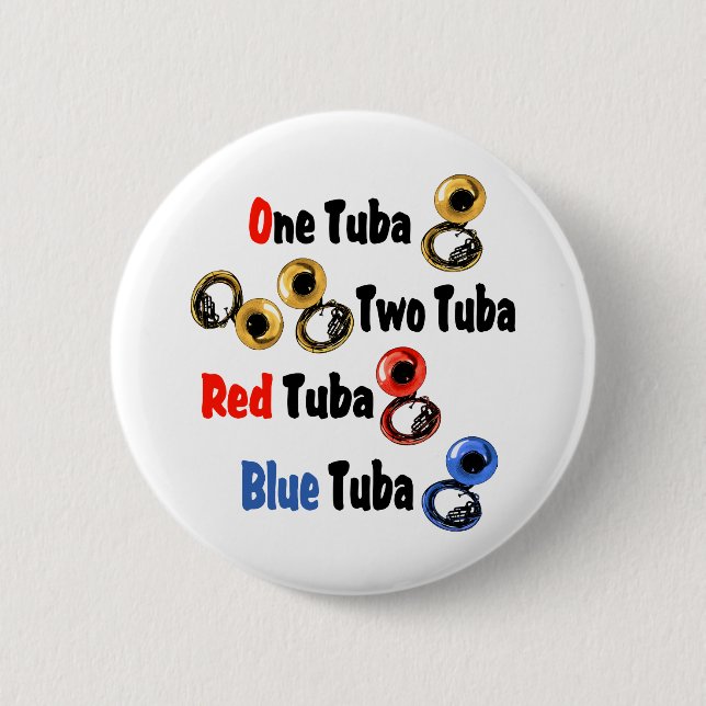 Macaron Rond 5 Cm Tuba Bleu Rouge (Devant)
