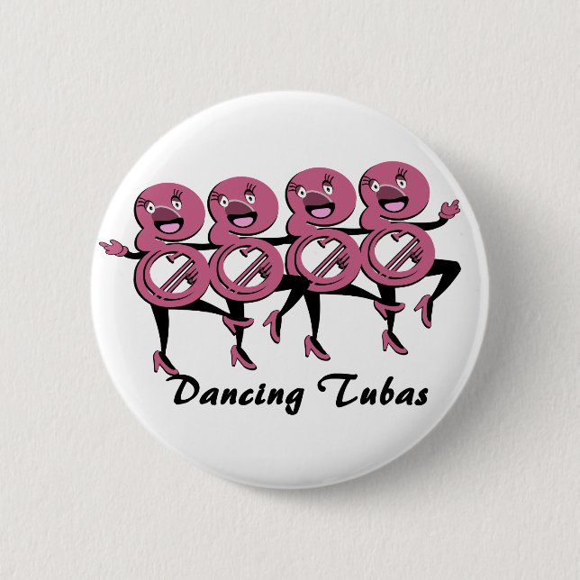 Macaron Rond 5 Cm Tubas dansant / rose (Devant)
