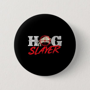 Macaron Rond 5 Cm Tueur de cochons - Chasse au sanglier Chasseur de