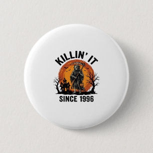 Macaron Rond 5 Cm Tueur depuis 1996 Vintage Halloween Reaper Des