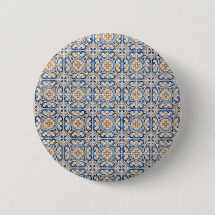 Macaron Rond 5 Cm tuile du Portugal de décoration bleue de Lisbonne