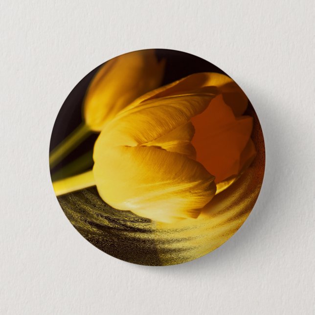 Macaron Rond 5 Cm Tulipe jaune romantique (Devant)