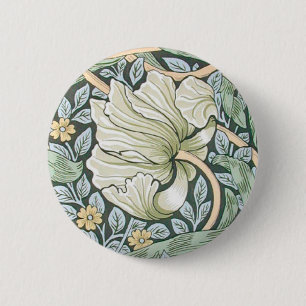 Macaron Rond 5 Cm Tulipes Pimpernel Art Botanique de William Morris