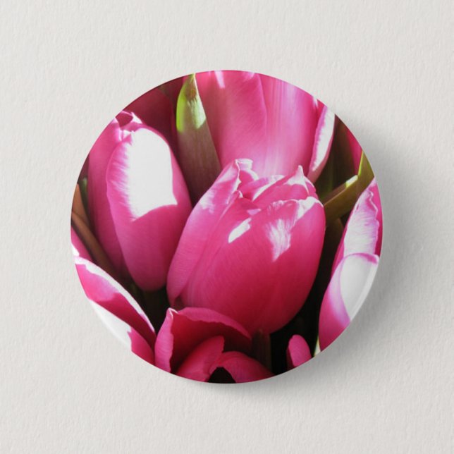 Macaron Rond 5 Cm Tulipes roses (Devant)