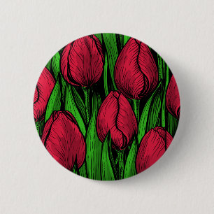 Macaron Rond 5 Cm Tulipes rouges
