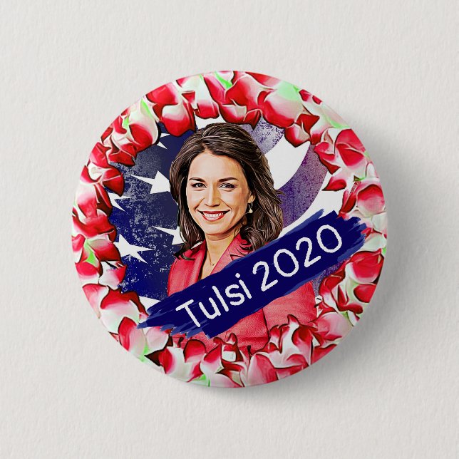Macaron Rond 5 Cm Tulsi Gabbard pour l'élection présidentielle 2020 (Devant)