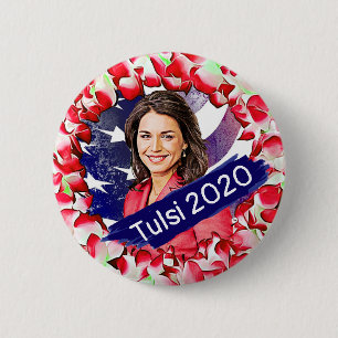 Macaron Rond 5 Cm Tulsi Gabbard pour l'élection présidentielle 2020
