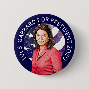 Macaron Rond 5 Cm Tulsi Gabbard pour l'élection présidentielle 2020