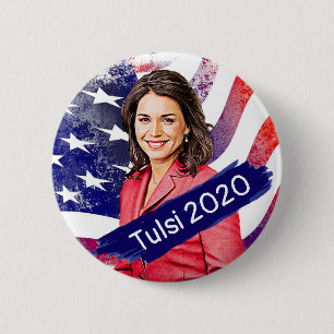 Macaron Rond 5 Cm Tulsi Gabbard pour l'élection présidentielle 2020