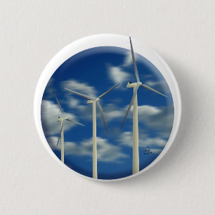 Macaron Rond 5 Cm Turbine éolienne d'énergie verte