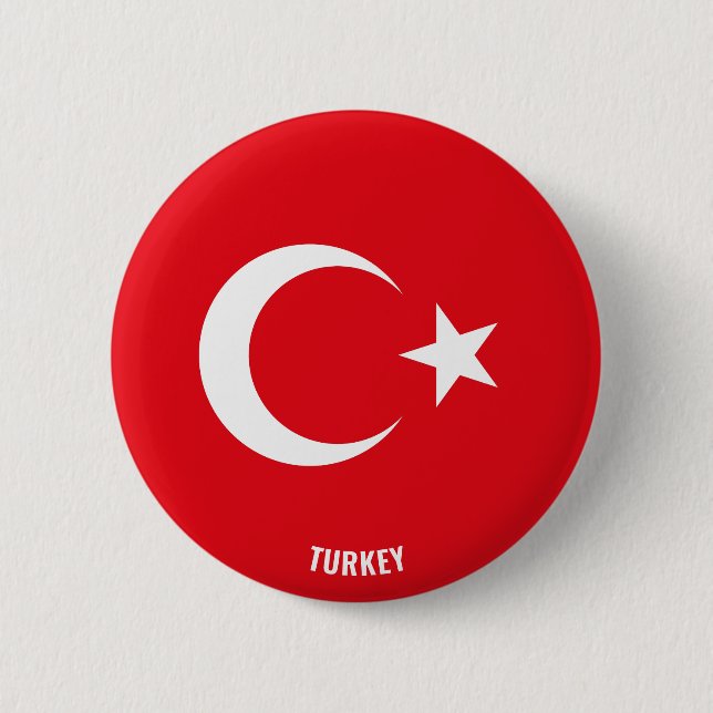 Macaron Rond 5 Cm Turquie Drapeau charmant patriotique (Devant)