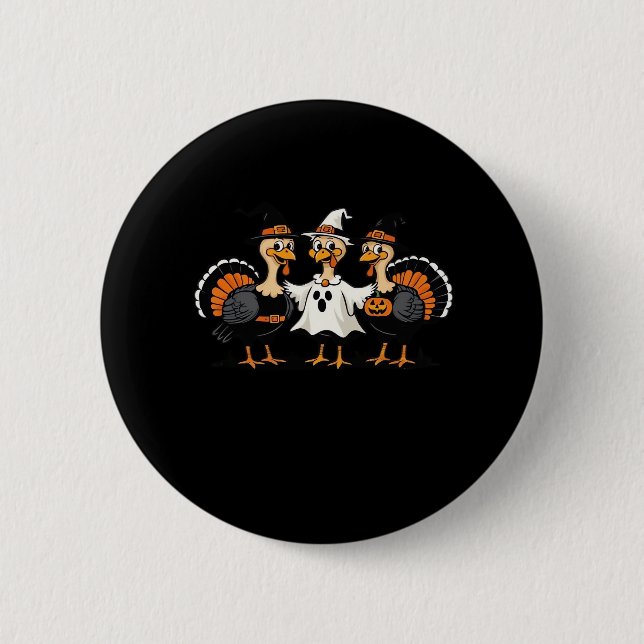Macaron Rond 5 Cm Turquie Halloween Boo, Thanksgiving Turquie, Éffra (Devant)