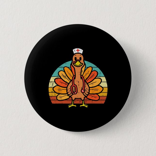 Macaron Rond 5 Cm Turquie Infirmière Stethoscope Thanksgiving Fall S (Devant)
