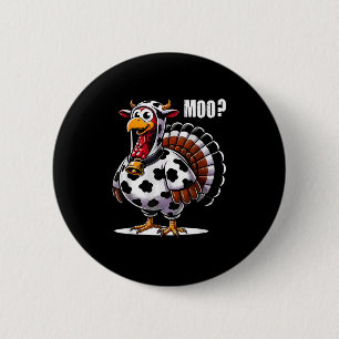 Macaron Rond 5 Cm Turquie Moo Costume de vache drôle Thanksgiving