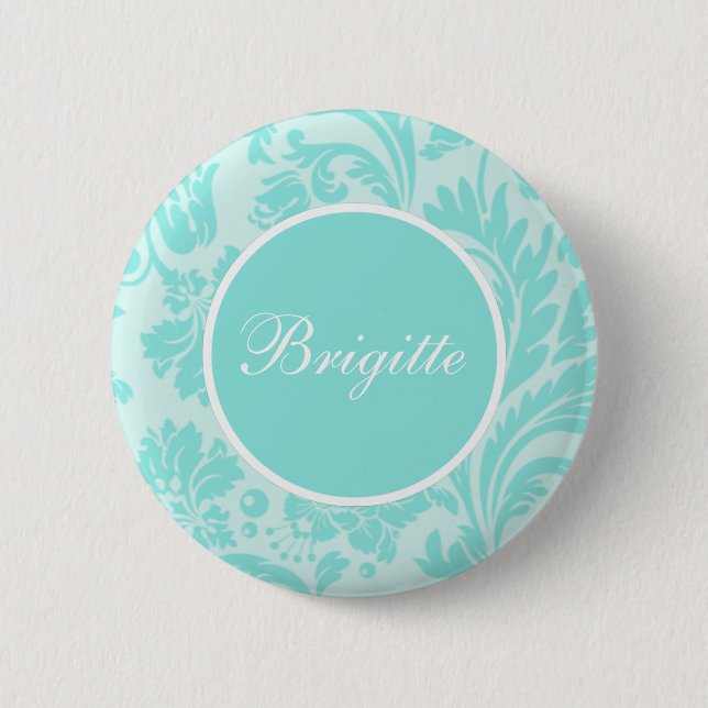 Macaron Rond 5 Cm Turquoise damée (Devant)