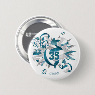 Macaron Rond 5 Cm turquoise gris filles sports cadeaux volleyballs é