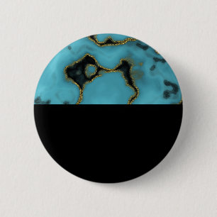 Macaron Rond 5 Cm Turquoise Pierre or et noir