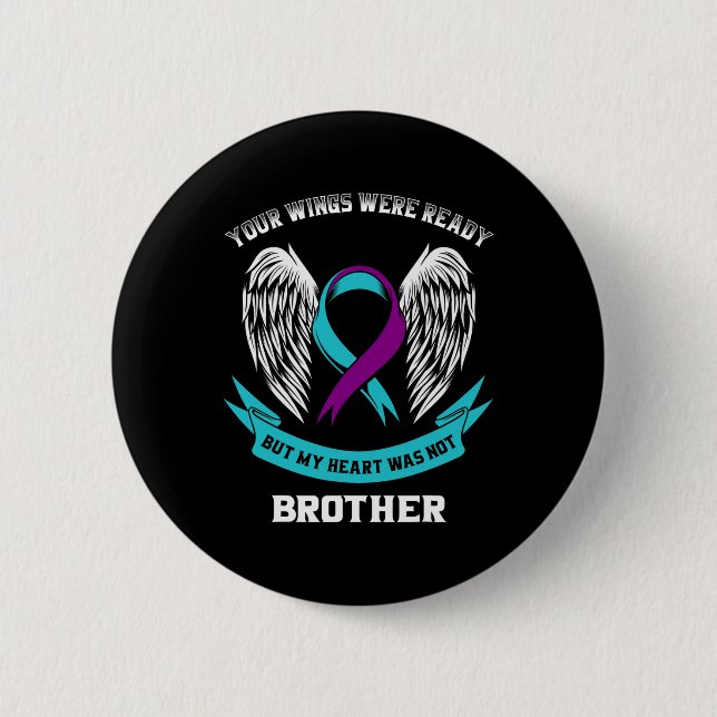 Macaron Rond 5 Cm Turquoise Purple Suicide Sensibilisation Frère Vos (Devant)