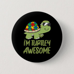 Macaron Rond 5 Cm Turtle Awesome Autism Awareness Puzzle Piece