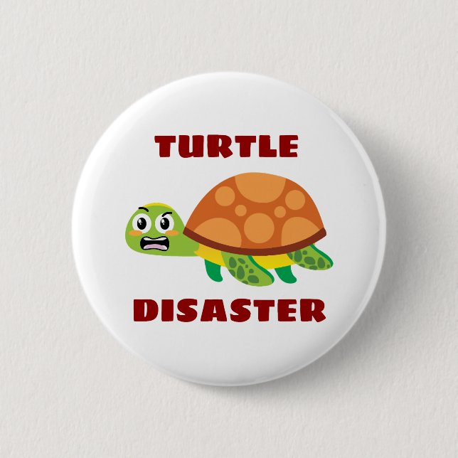 Macaron Rond 5 Cm Turtle Disaster Turtle Pun (Devant)