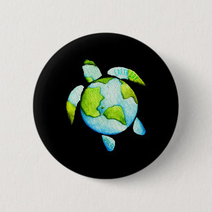 Macaron Rond 5 Cm Turtle Sea Turtle Planet 22 avril Jour des terres