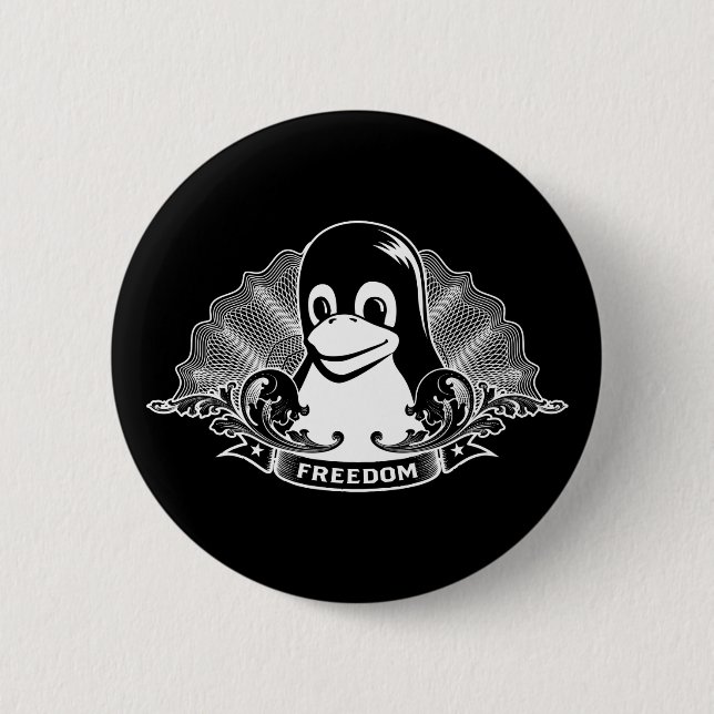 Macaron Rond 5 Cm Tux Penguin - (Linux, Open Source, Copyleft, FSF) (Devant)