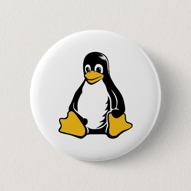 Macaron Rond 5 Cm Tux Penguin - (Linux, Open Source, Copyleft, FSF) (Devant)