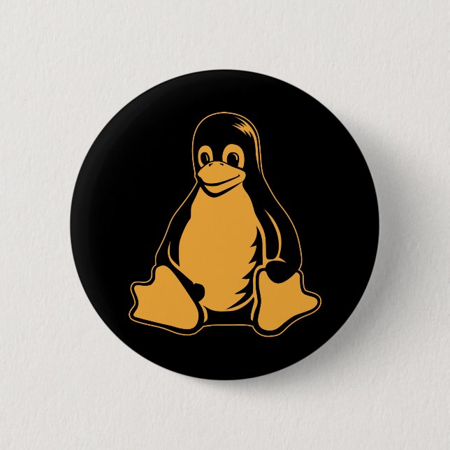 Macaron Rond 5 Cm Tux Penguin - (Linux, Open Source, Copyleft, FSF) (Devant)