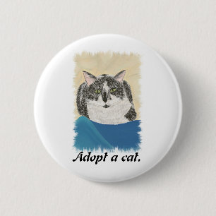 Macaron Rond 5 Cm Tuxedo Chat Adopter une Pins Promotion Chat