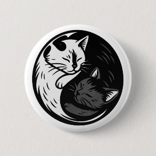 Macaron Rond 5 Cm Tuxedo / Chat noir Yin Yang par Phil Elmore