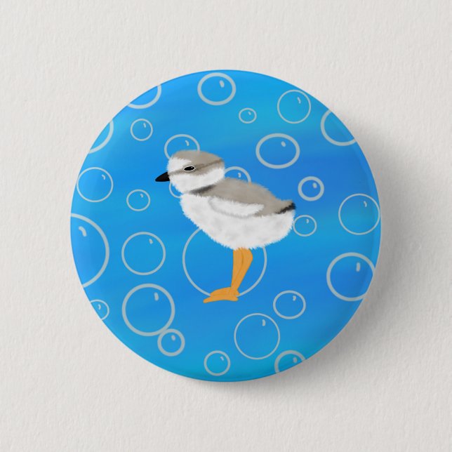 Macaron Rond 5 Cm Tuyauterie Chick sous l'eau avec bulles (Devant)
