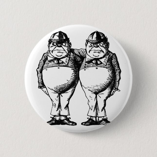 Macaron Rond 5 Cm Tweedle Dee et Tweedle Dum (Devant)