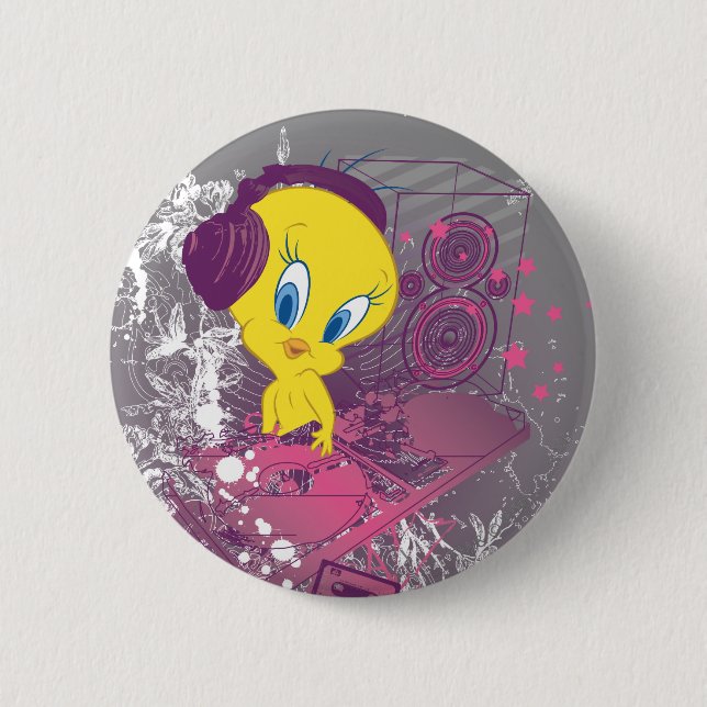 Macaron Rond 5 Cm TWEETY™ Djing (Devant)