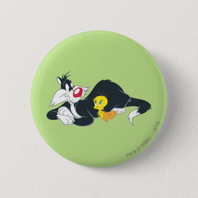 Macaron Rond 5 Cm TWEETY™ En action Pose 14 (Devant)