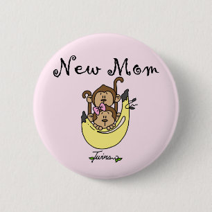 Macaron Rond 5 Cm Twin Boy and Girl New Mom Tshirts
