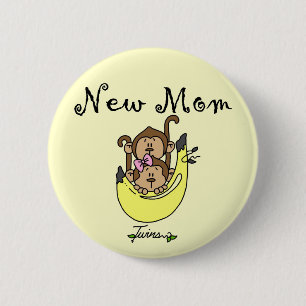 Macaron Rond 5 Cm Twin Boy and Girl New Mom Tshirts