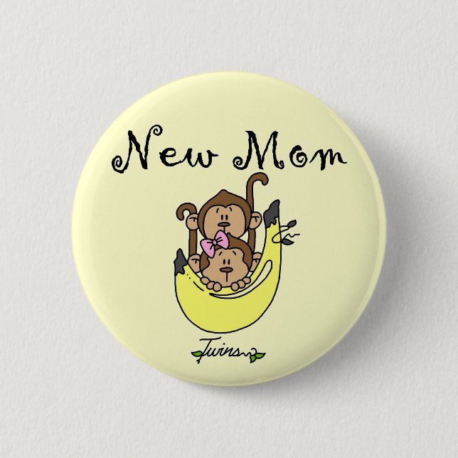 Macaron Rond 5 Cm Twin Boy and Girl New Mom Tshirts (Devant)
