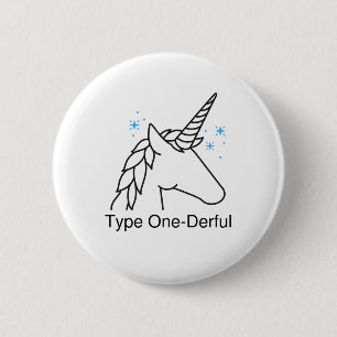 Macaron Rond 5 Cm Type 1 Diabète T1D Unicorne Type Onedern