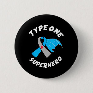 Macaron Rond 5 Cm Type One Superhero Type 1 Diabète Sensibilisation 