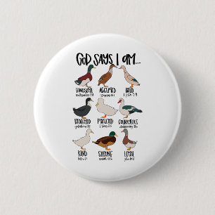 Macaron Rond 5 Cm Types De Canards Christian Dieu Dit Que Je Suis Bi