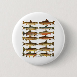 Macaron Rond 5 Cm Types d'espèces de poissons de truite cadeau de pê