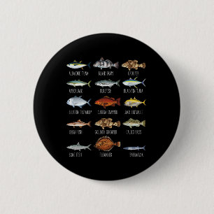 Macaron Rond 5 Cm Types D'Espèces De Poissons D'Eau Salée Biologie P