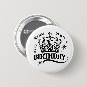 Macaron Rond 5 Cm Typographie de citation d'anniversaire de couronne