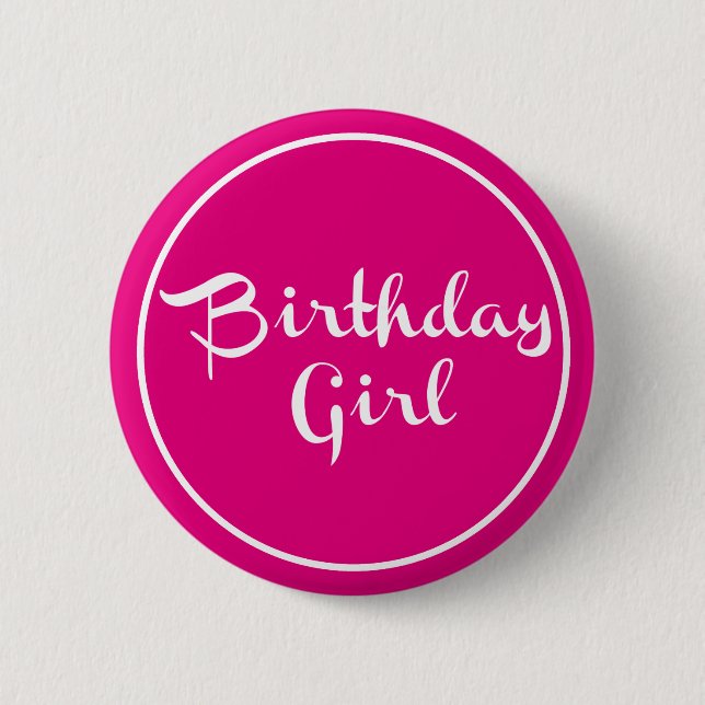 Macaron Rond 5 Cm Typographie de fille d'anniversaire (Devant)