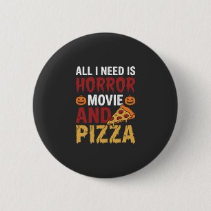 Macaron Rond 5 Cm Typographie de film d'horreur et de pizza Hallowee