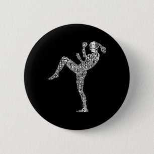 Macaron Rond 5 Cm Typographie de Kickboxer - Kickboxer Mélange Marti